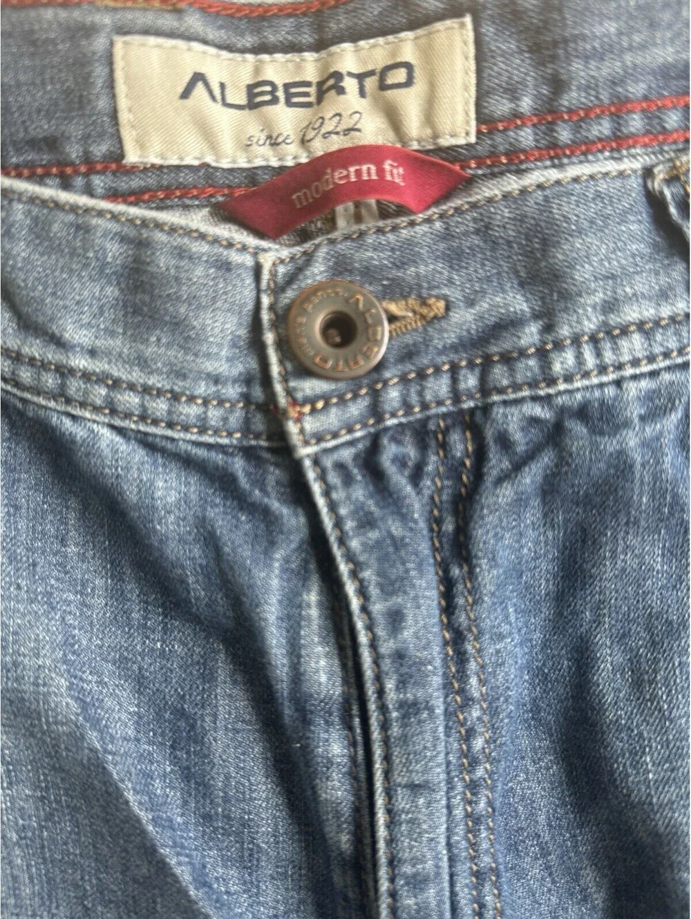 Alberto Modern Fit Men’s Jeans W36 L34 Light Wash Straight Leg Denim High End